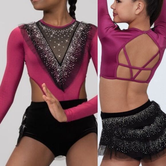 Weissman Elite dance costume solo pink rhinestone My Head My Heart 14914 XSA - Picture 1 of 11